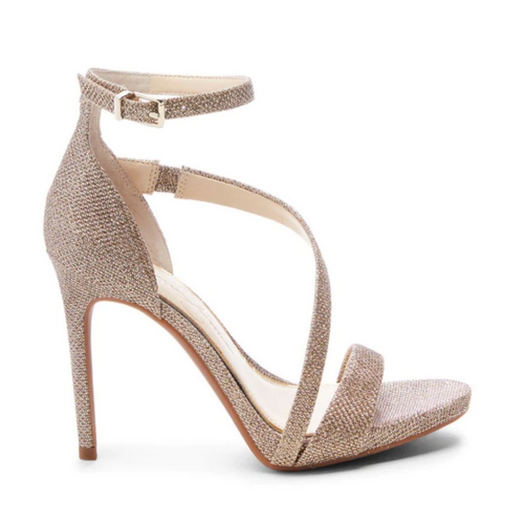 JESSICA SIMPSON Glitter Leather Strappy Sandals